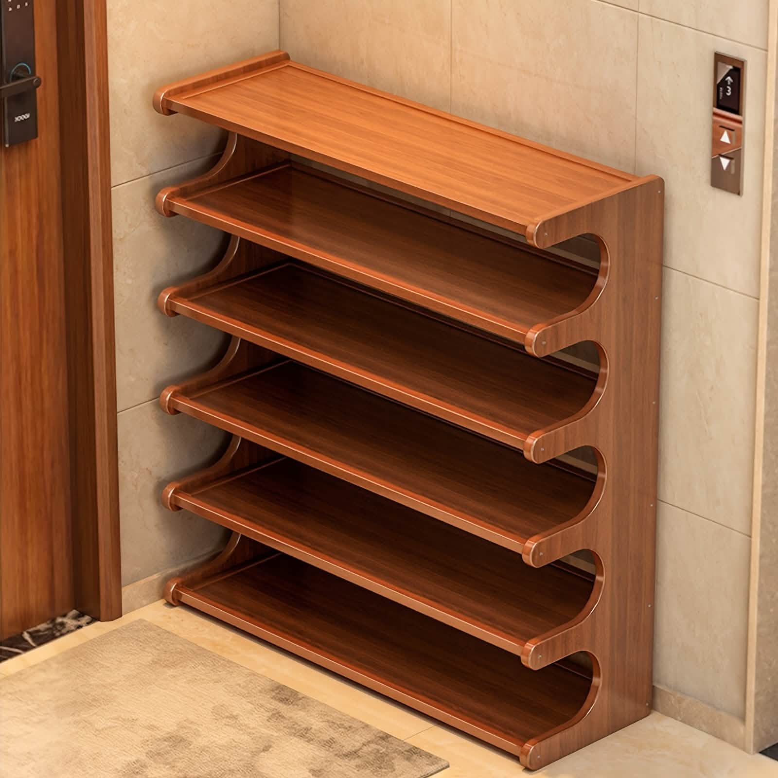 Bamboo Shoe Rack Organizer – 5 or 6 Tier, Space-Saving Storage